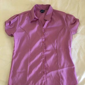 Uniti Purple Women Short-Sleeve Blouse - Dress Shirt - Small